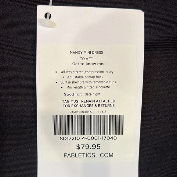 Fabletics Black Mandy Mini Dress Open Back Body Con Womens Medium 6-8 NEW $80 - Picture 8 of 8